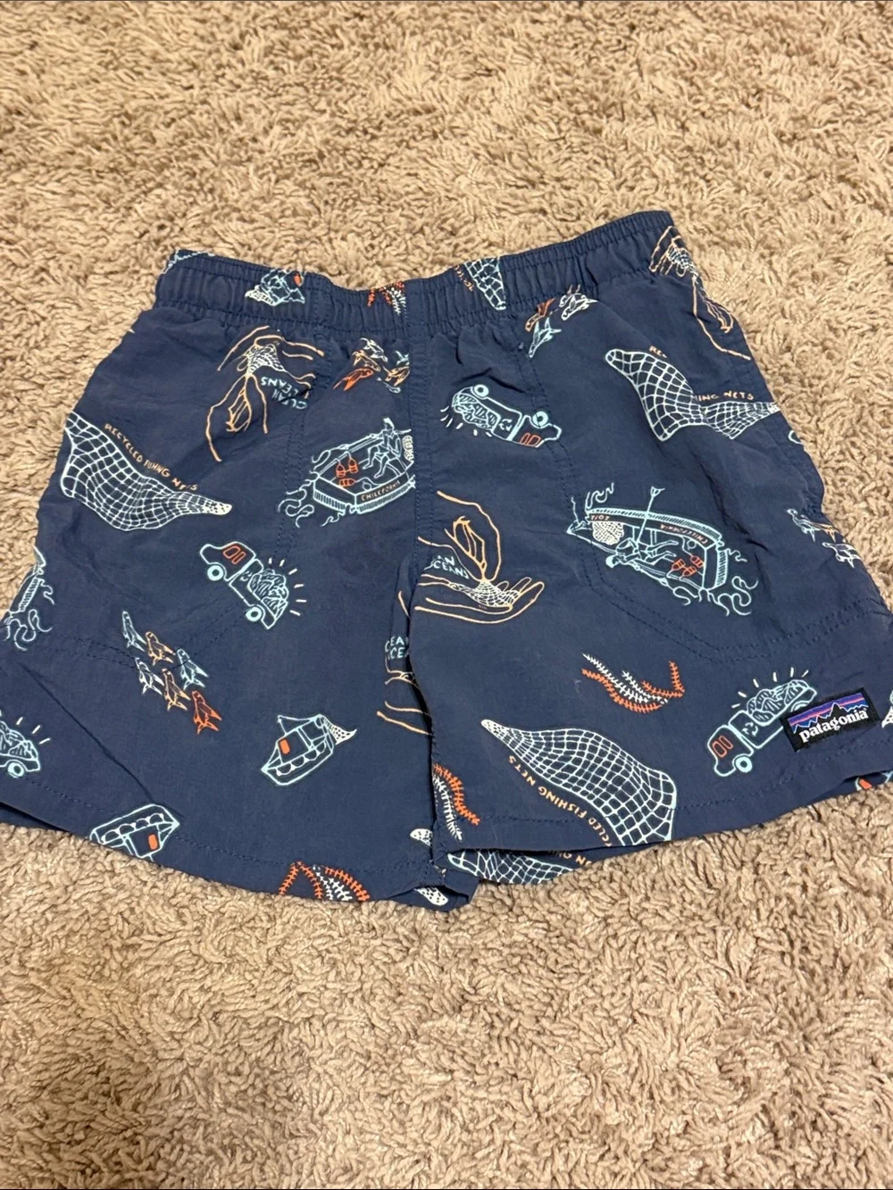 Patagonia Boys Baggies Navy Blue Swim Trunks, Size XS